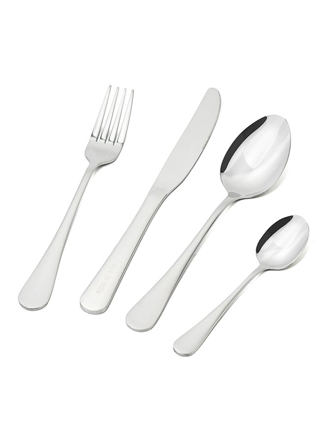 أولييرو طقم أدوات طعام متين وأنيق مكوّن من 24 قطعة لراحة استخدام ومائدة أنيقة – فضي - Image 4